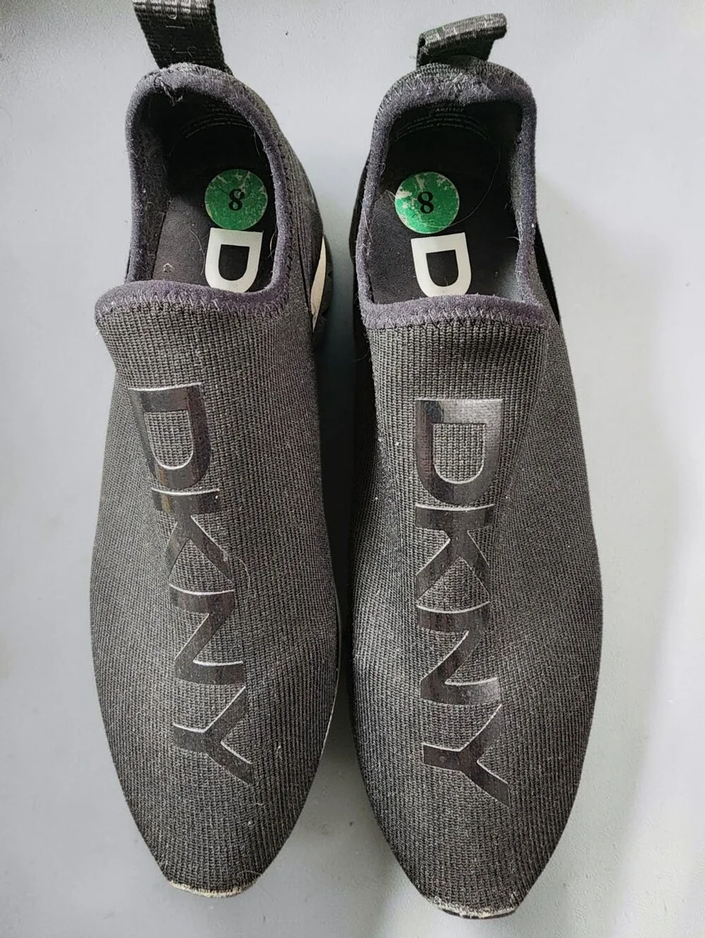 DKNY Black Knit Logo Slip-On Lug Sole Sneakers Women's Size 8